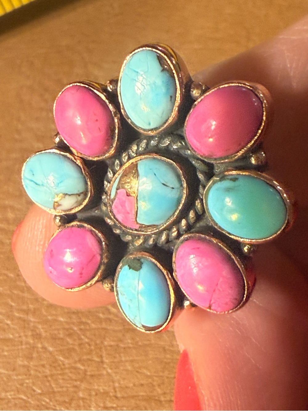 Cotton Candy Cluster Ring set in Copper
Adjustable sets at 9 1/2